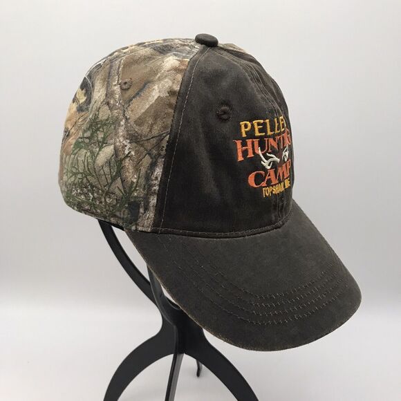 Outdoor Cap Camo Ball Cap Pelley's Hunting Camp Oiled Brim Snapback Realtree Hat - Picture 2 of 9